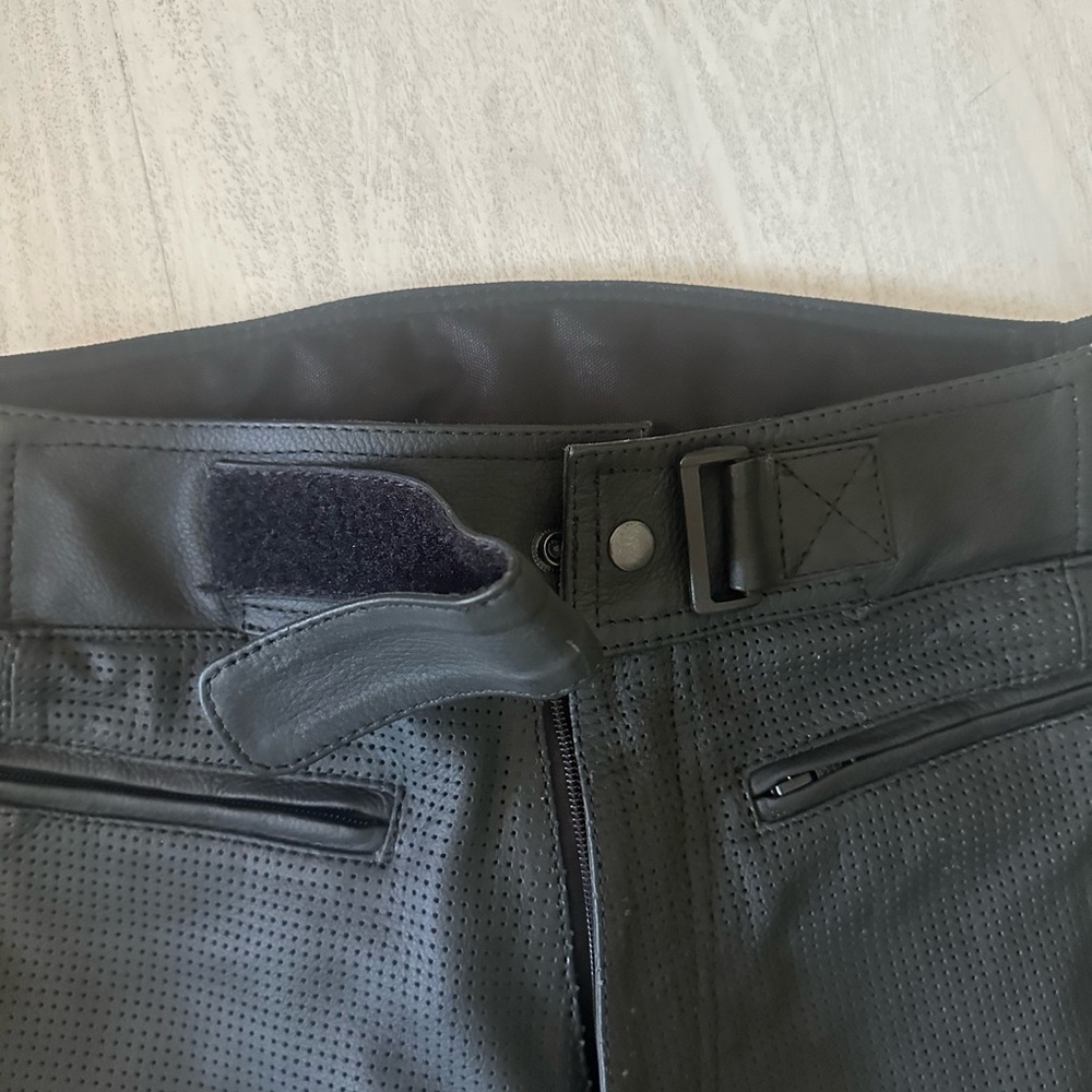Black Leather Motorcycle Pants w/ Padding